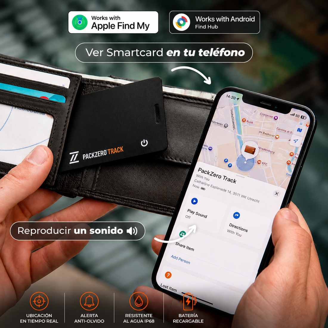 PackZero Track — Tarjeta Rastreadora para Billetera, Pasaporte y Equipaje