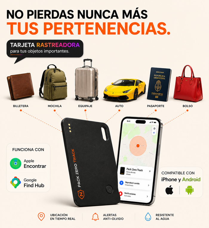 PackZero Track — Tarjeta Rastreadora para Billetera, Pasaporte y Equipaje