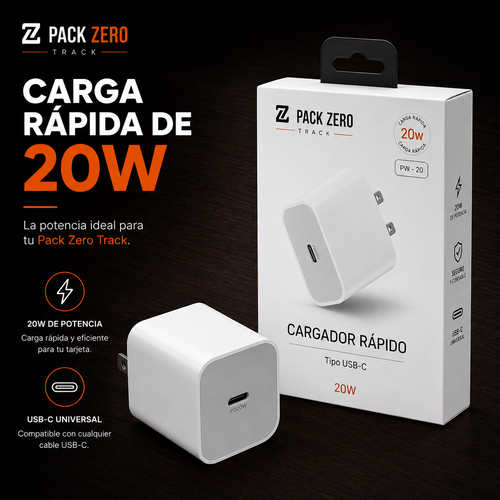 Adaptador de pared 20W USB-C PackZero para carga rapida