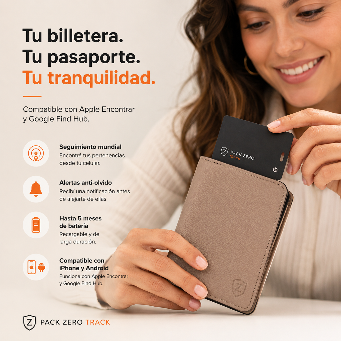 PackZero Track — Tarjeta Rastreadora para Billetera, Pasaporte y Equipaje